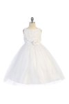 Navy Blue Sleeveless Tulle Dress with Mesh Rolled Flowers Flower Girl Dress Navy Blue Sleeveless Tulle Dress with Mesh Rolled Flowers Flower Girl Dress
