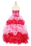 Turquoise Organza Strapless Beaded Pageant Dress