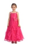 Fuchsia Jeweled Bodice Ruffle Layered Organza Flower Girl Dress Fuchsia Jeweled Bodice Ruffle Layered Organza Flower Girl Dress