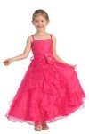 Fuchsia Jeweled Bodice Ruffle Layered Organza Flower Girl Dress Fuchsia Jeweled Bodice Ruffle Layered Organza Flower Girl Dress