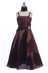 Pink Brilliant Satin Ruffle Detail mA-line Flower Girl Dress with Sparkles