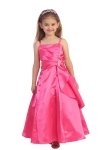 Pink Brilliant Satin Ruffle Detail mA-line Flower Girl Dress with Sparkles