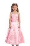 Pink Brilliant Satin Ruffle Detail mA-line Flower Girl Dress with Sparkles