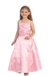 Pink Brilliant Satin Ruffle Detail mA-line Flower Girl Dress with Sparkles