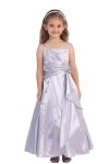 Pink Brilliant Satin Ruffle Detail mA-line Flower Girl Dress with Sparkles
