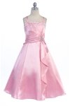 Pink Brilliant Satin Ruffle Detail mA-line Flower Girl Dress with Sparkles