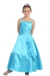 Pink Brilliant Satin Ruffle Detail mA-line Flower Girl Dress with Sparkles