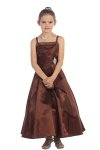 Pink Brilliant Satin Ruffle Detail mA-line Flower Girl Dress with Sparkles