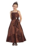 Pink Brilliant Satin Ruffle Detail mA-line Flower Girl Dress with Sparkles