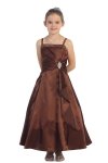 Pink Brilliant Satin Ruffle Detail mA-line Flower Girl Dress with Sparkles
