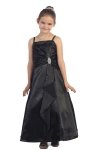 Pink Brilliant Satin Ruffle Detail mA-line Flower Girl Dress with Sparkles
