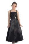 Pink Brilliant Satin Ruffle Detail mA-line Flower Girl Dress with Sparkles