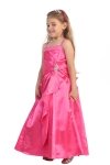 Pink Brilliant Satin Ruffle Detail mA-line Flower Girl Dress with Sparkles