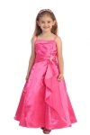 Pink Brilliant Satin Ruffle Detail mA-line Flower Girl Dress with Sparkles