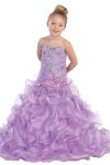 Lilac Organza Strapless Beaded Pageant Dress