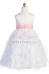 Bridal Satin Bodice with Ruffled Organza Overlaid Flower Girl Dress Bridal Satin Bodice with Ruffled Organza Overlaid Flower Girl Dress