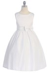 Navy Blue Simple Satin Flower Girl Dress with Sequin accented on Waistline