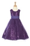Fuchsia Sleeveless Tulle Sequin Dress