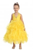 Yellow Gorgeous Halter Pageant and Princess Ball Gown Dress