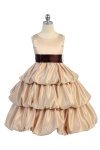 Champagne/Brown Satin Bubbled Hem Flower Girl Dress