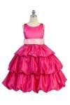 Champagne/Brown Satin Bubbled Hem Flower Girl Dress