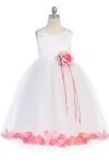Ivory/Red Sleeveless Satin Flower Petal Flower Girl Dress