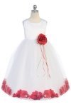 Ivory/Red Sleeveless Satin Flower Petal Flower Girl Dress