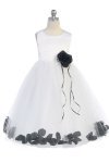 Ivory/Red Sleeveless Satin Flower Petal Flower Girl Dress