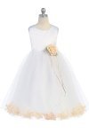 Ivory/Red Sleeveless Satin Flower Petal Flower Girl Dress