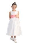 Ivory/Ivory Flowers and Sash Flower Girl Dress
