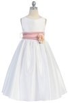 Ivory/Ivory Flowers and Sash Flower Girl Dress