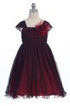 Ivory Soft tulle overlay empire dress with Short Sleeves