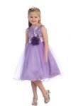 Gorgeous Red Sequined Round Neck Tulle Overlaid Girl Dress