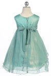 Gold Beautiful Shiny Chiffon Dress With Three Chiffon Flower Trim