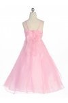 Red Jeweled Bodice Ruffle Layered Organza Flower Girl Dress