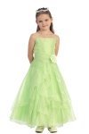 Red Jeweled Bodice Ruffle Layered Organza Flower Girl Dress
