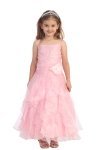 Red Jeweled Bodice Ruffle Layered Organza Flower Girl Dress