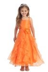 Red Jeweled Bodice Ruffle Layered Organza Flower Girl Dress
