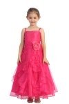 Red Jeweled Bodice Ruffle Layered Organza Flower Girl Dress