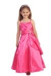 Teal Green Brilliant Satin Rufflel Detail A-line Flower Girl Dress with Sparkles