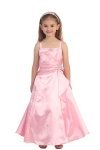 Teal Green Brilliant Satin Rufflel Detail A-line Flower Girl Dress with Sparkles