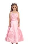 Teal Green Brilliant Satin Rufflel Detail A-line Flower Girl Dress with Sparkles