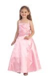 Teal Green Brilliant Satin Rufflel Detail A-line Flower Girl Dress with Sparkles