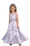 Teal Green Brilliant Satin Rufflel Detail A-line Flower Girl Dress with Sparkles