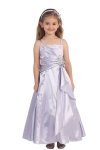 Teal Green Brilliant Satin Rufflel Detail A-line Flower Girl Dress with Sparkles