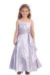 Teal Green Brilliant Satin Rufflel Detail A-line Flower Girl Dress with Sparkles