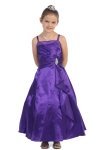Teal Green Brilliant Satin Rufflel Detail A-line Flower Girl Dress with Sparkles