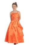 Teal Green Brilliant Satin Rufflel Detail A-line Flower Girl Dress with Sparkles