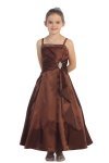 Teal Green Brilliant Satin Rufflel Detail A-line Flower Girl Dress with Sparkles