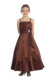 Teal Green Brilliant Satin Rufflel Detail A-line Flower Girl Dress with Sparkles